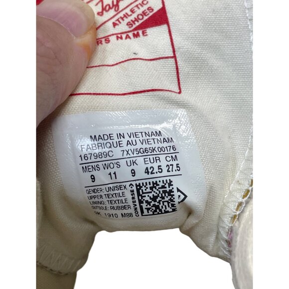 Converse Chuck Taylor All Star Woven High Pink yellow mens 9 wms rare 11 Sneaker - Picture 6 of 16